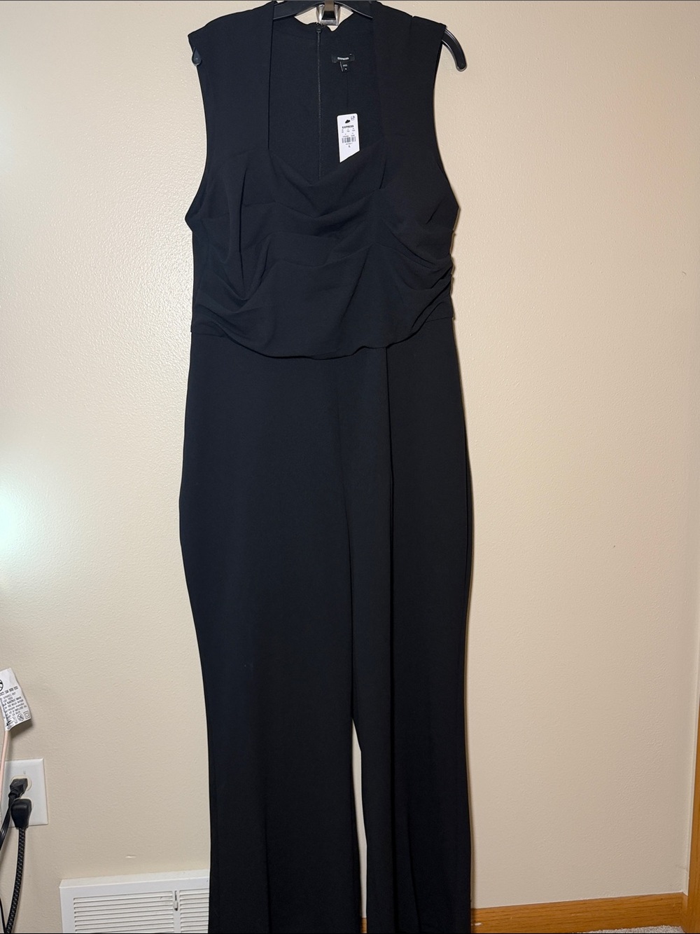 Express Black Sleeveless Jumpsuit with Draped Bodice